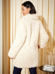 Friends Like These Cream Faux Fur Long City Coat - Image 4 of 4