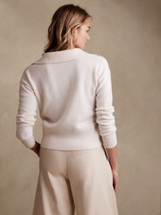 Banana Republic White Luna Cashmere Jumper Polo - Image 2 of 4