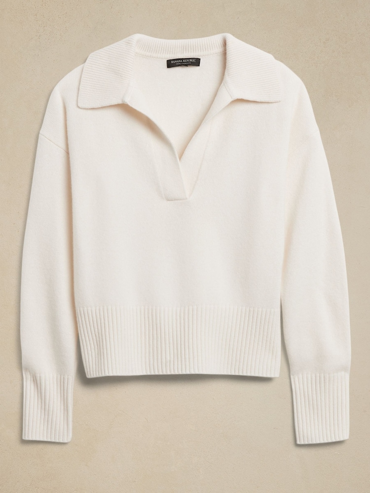 Banana Republic White Luna Cashmere Jumper Polo - Image 4 of 4 Banana Republic White Luna Cashmere Jumper Polo - Image 4 of 4