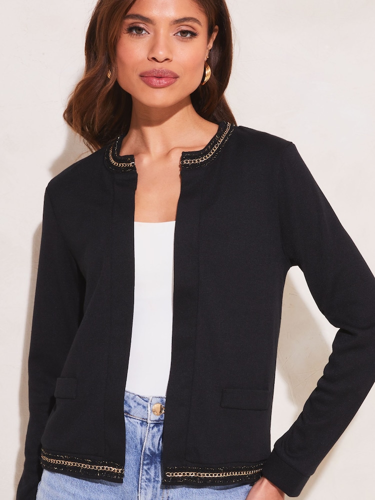 Lipsy Black Chain Trim Cardigan - Image 4 of 4 Lipsy Black Chain Trim Cardigan - Image 4 of 4