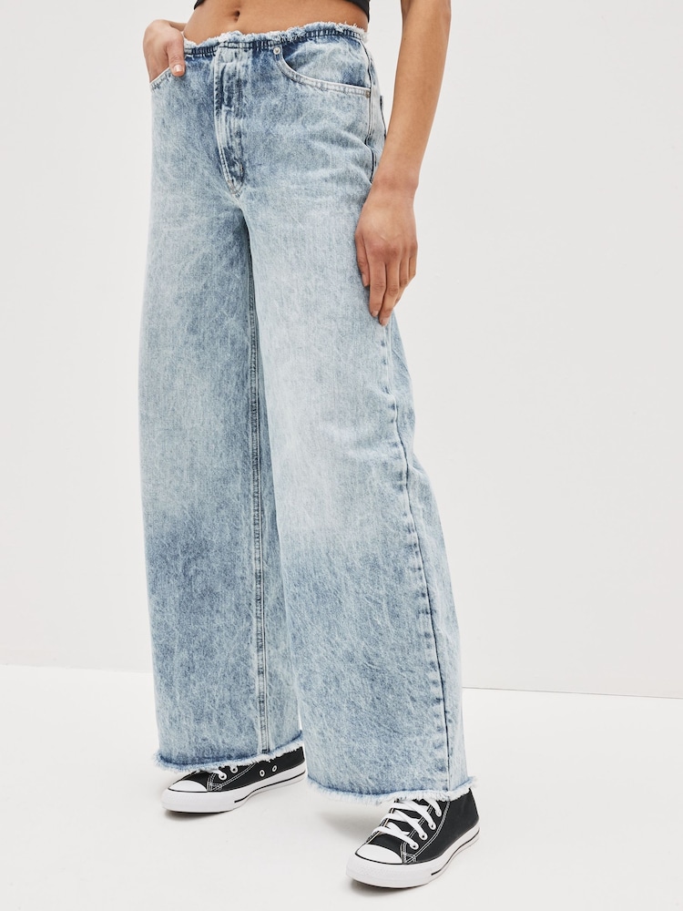 Gap Blue Acid Wash Low Rise Wide Leg Loose Jeans - Image 1 of 1