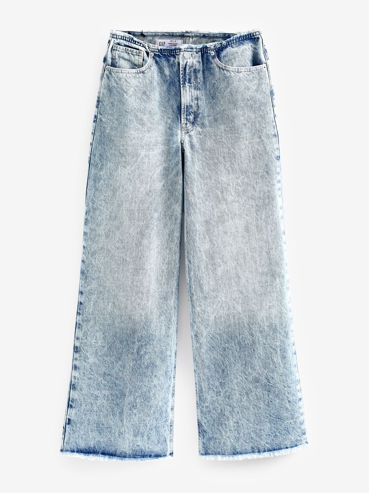 Gap Blue Acid Wash Low Rise Wide Leg Loose Jeans - Image 6 of 6