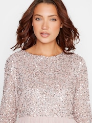 Long Tall Sally Nude Long Sleeve Beaded Maxi Dress - Image 4 of 4