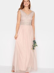 Long Tall Sally Pink V-Neck Beaded Maxi Dress - Image 1 of 4