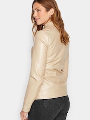 Long Tall Sally Nude Faux Leather Funnel Neck Jacket - Image 3 of 4