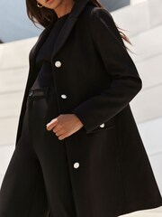 Lipsy Black Button Detail Tailored Longline Coat - Image 4 of 4