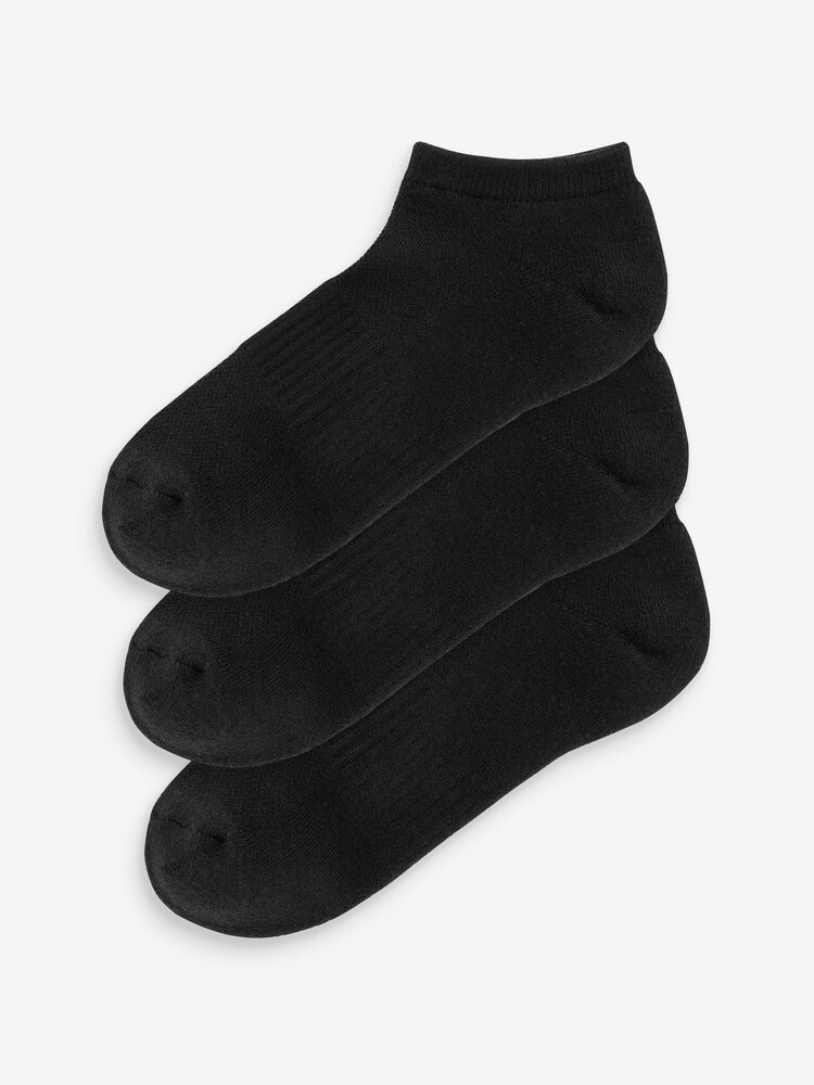 Gap Black Adults 3 Pack Athletic Ribbed Ankle Socks - Image 1 of 3 Gap Black Adults 3 Pack Athletic Ribbed Ankle Socks - Image 1 of 3