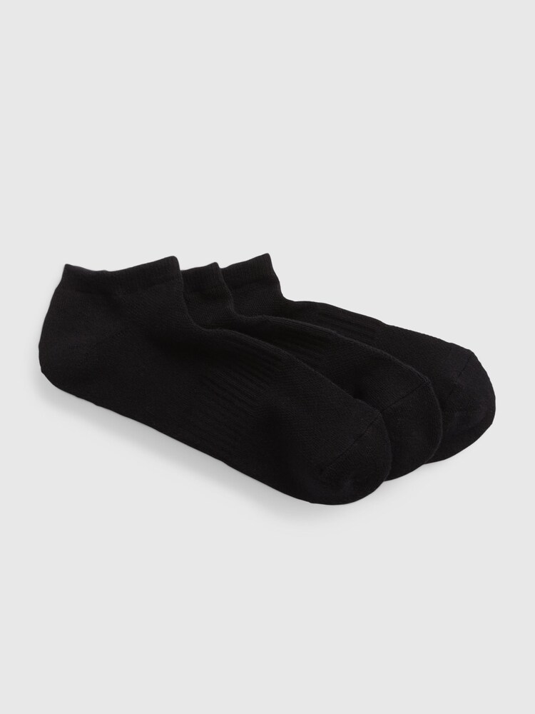 Gap Black Adults 3 Pack Athletic Ribbed Ankle Socks - Image 3 of 3