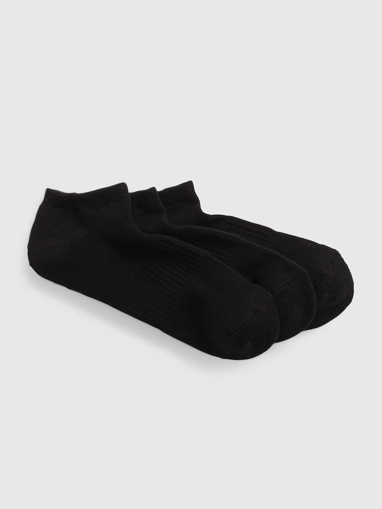 Gap Black Adults 3 Pack Athletic Ribbed Ankle Socks - Image 3 of 3 Gap Black Adults 3 Pack Athletic Ribbed Ankle Socks - Image 3 of 3