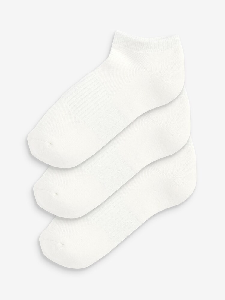Gap White Adults 3 Pack Athletic Ribbed Ankle Socks - Image 1 of 2