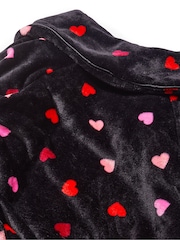 Victoria's Secret Black Heart Print Cosy Short Dressing Gown - Image 4 of 4