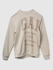 Gap Beige Graphic Logo Crew Neck Sweatshirt - Image 1 of 1
