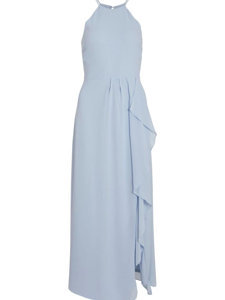 VILA Light Blue Halter Neck Ruffle Maxi Dress - Image 5 of 5