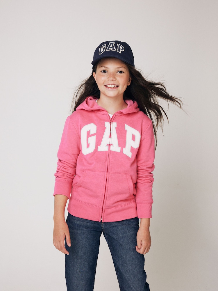Gap Pink Logo Zip Through Hoodie (4-13yrs) - Image 1 of 5