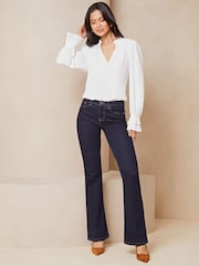 Lipsy White Frill Ruffle V Neck Long Sleeve Blouse - Image 3 of 4