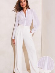 Lipsy White sequin Collared Button Through Shirt - Image 3 of 3