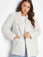 Yours Curve White Boucle Blazer - Image 1 of 4