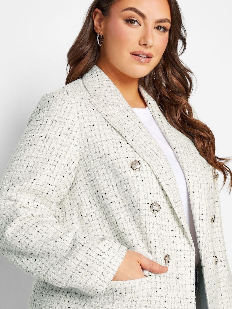Yours Curve White Boucle Blazer - Image 4 of 4