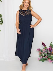 Yours Curve Blue London Occasion Lace Maxi Dress - Image 1 of 4