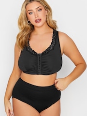 Yours Curve Black 2 Pack Lace Trim Front Fastening Bra - Image 4 of 5