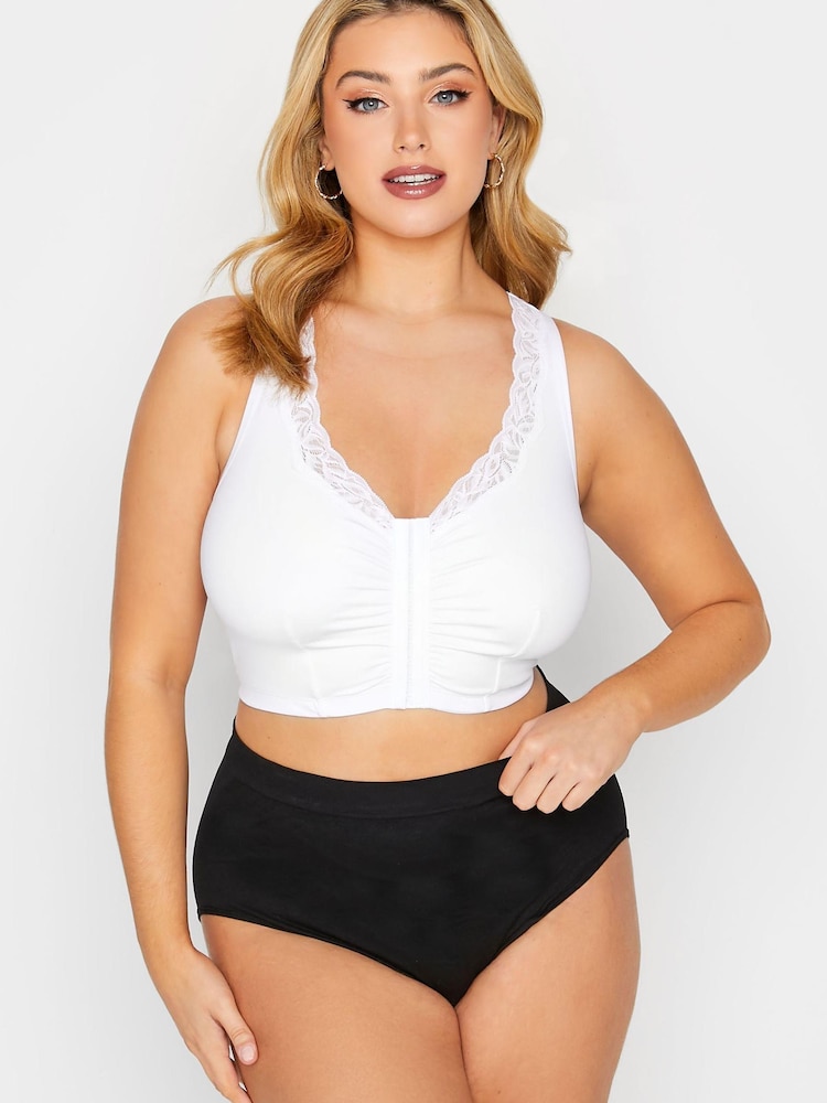 Yours Curve Black 2 Pack Lace Trim Front Fastening Bra - Image 5 of 5