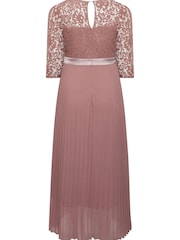 Yours Curve Pink London Lace Wrap Pleat Maxi Dress - Image 4 of 4