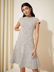 Friends Like These Black/White Fit and Flare Cap Sleeve Tailored Dress - Image 3 of 4