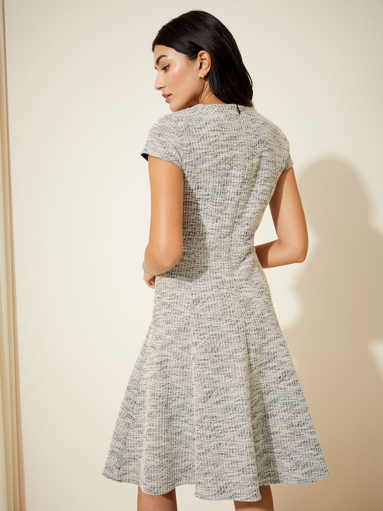 Friends Like These Black/White Fit and Flare Cap Sleeve Tailored Dress - Image 4 of 4
