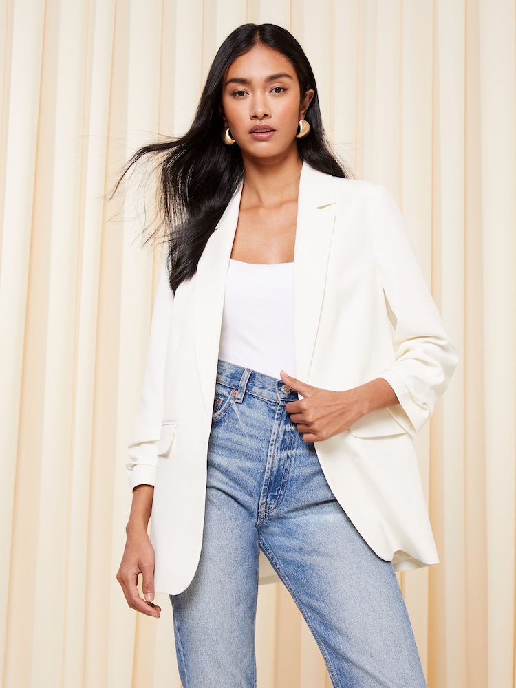 Friends Like These Ivory White White Edge to Edge Tailored Blazer - Image 1 of 4 Friends Like These Ivory White White Edge to Edge Tailored Blazer - Image 1 of 4