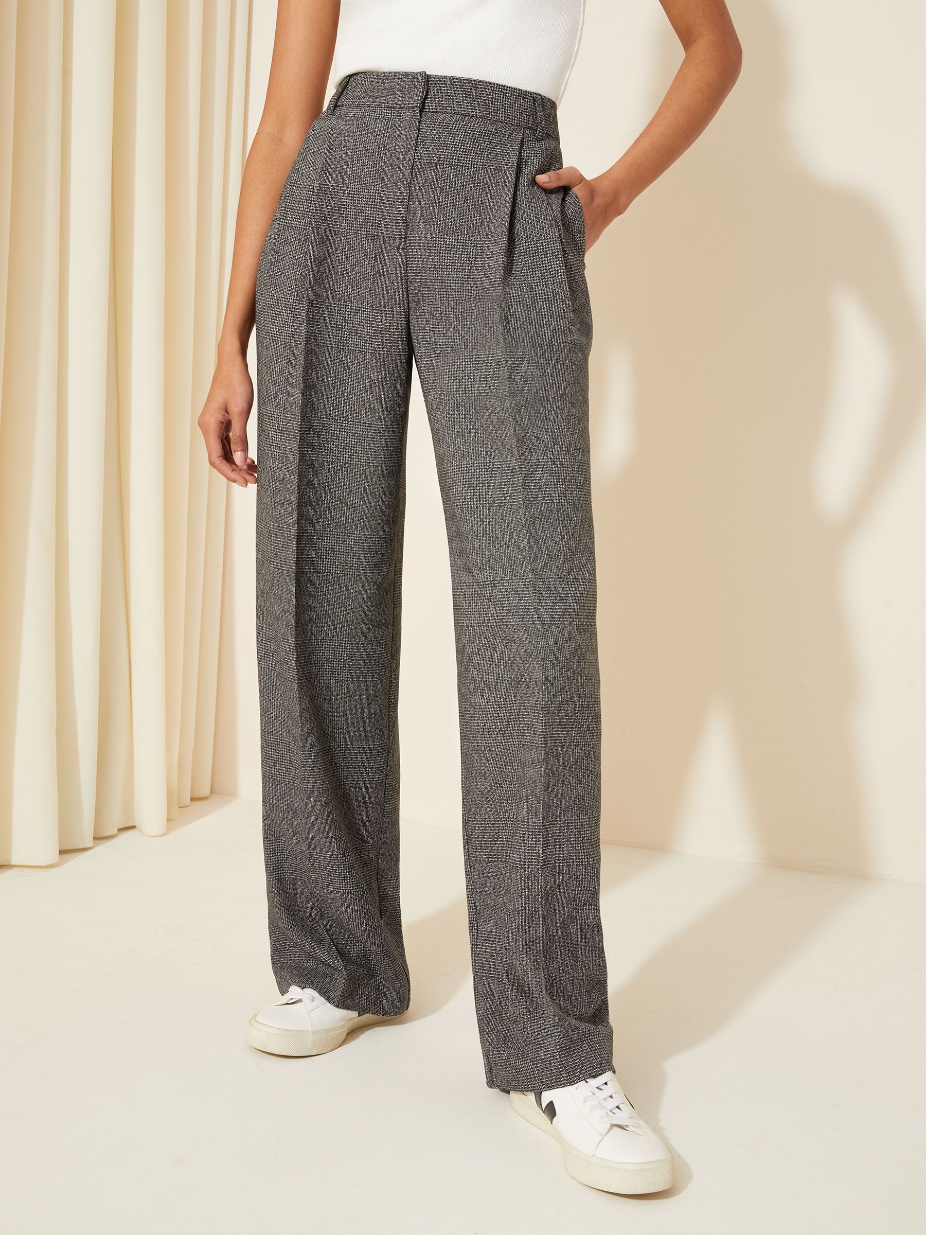 Buy Friends Like These Grey Salt Pepper Premium Wide Leg Smart Trousers from Next Austria