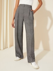 Friends Like These Grey Salt  Pepper Premium Wide Leg Smart Trousers - Image 1 of 4