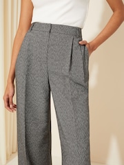 Friends Like These Grey Salt  Pepper Premium Wide Leg Smart Trousers - Image 3 of 4