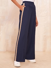 Friends Like These Navy Blue Side Stripe Utility Trousers - Image 1 of 4