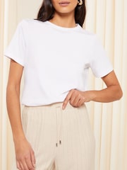 Friends Like These Nude Pink Cosy Jersey Wide Leg Rib Trousers - Image 4 of 4