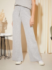 Friends Like These Grey Cosy Jersey Wide Leg Rib Trousers - Image 1 of 3
