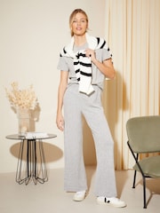 Friends Like These Grey Cosy Jersey Wide Leg Rib Trousers - Image 2 of 3