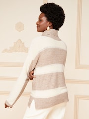 Love & Roses Beige Contrast Roll Neck Cable Knit Jumper - Image 3 of 4
