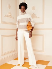 Love & Roses Beige Contrast Roll Neck Cable Knit Jumper - Image 4 of 4