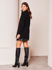 Lipsy Black Hammered Button Dolly Coat - Image 2 of 4