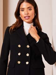 Lipsy Black Hammered Button Dolly Coat - Image 4 of 4