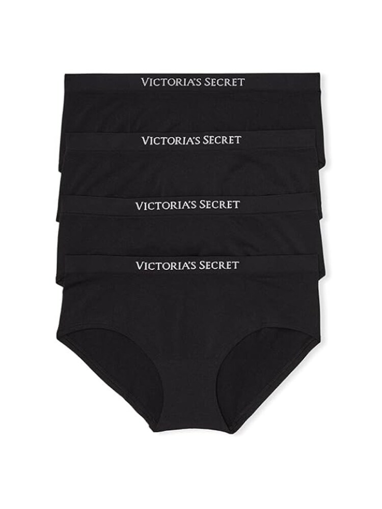Victoria's Secret Black Hipster Logo 4 Pack Knickers - Image 1 of 1