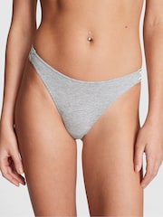 Victoria's Secret PINK Medium Heather Grey Cotton Logo Scoop Thong Knickers - Image 1 of 3