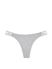 Victoria's Secret PINK Medium Heather Grey Cotton Logo Scoop Thong Knickers - Image 3 of 3