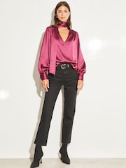 Lipsy Red Pussybow Neck Long Sleeve Blouse - Image 3 of 4