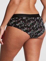 Victoria's Secret PINK Pure Black Holiday Lights Script Logo Hipster Knickers - Image 2 of 3