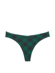 Victoria's Secret PINK Garnet Green Plaid Rib Cotton Thong Knickers - Image 3 of 3