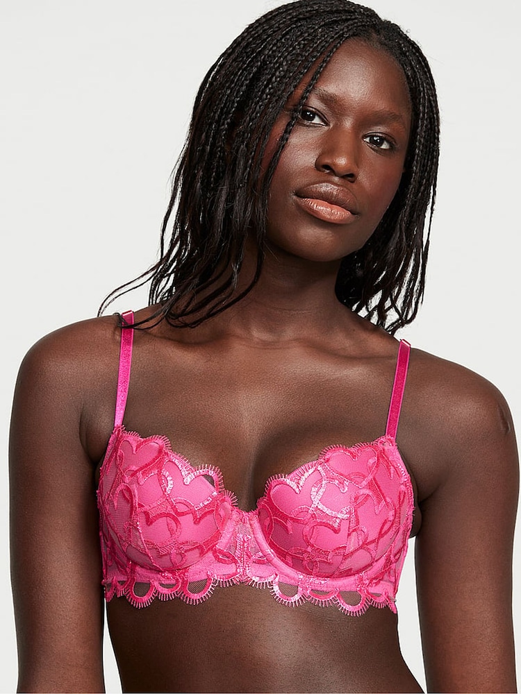 Victoria's Secret Forever Pink Hearts Lightly Lined Demi Bra - Image 1 of 3