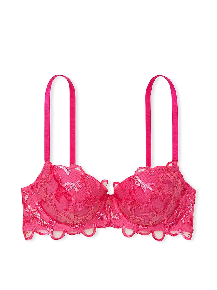 Victoria's Secret Forever Pink Hearts Lightly Lined Demi Bra - Image 3 of 3