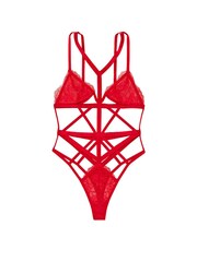 Victoria's Secret Lipstick Red Lace Strappy Bodysuit - Image 3 of 3