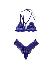 Victoria's Secret Night Ocean Blue Embellished Velvet Bodysuit - Image 3 of 3